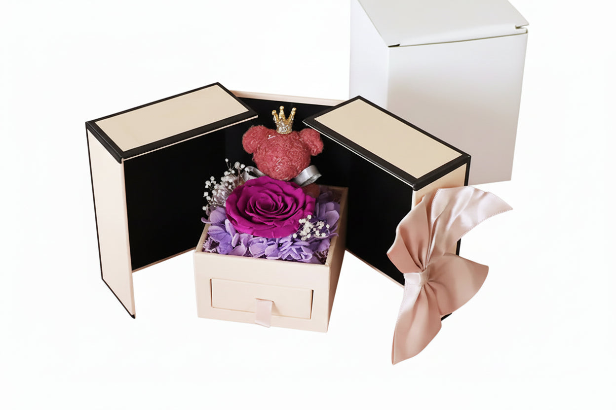 Eternal Mini Rose Bear - Gift Box