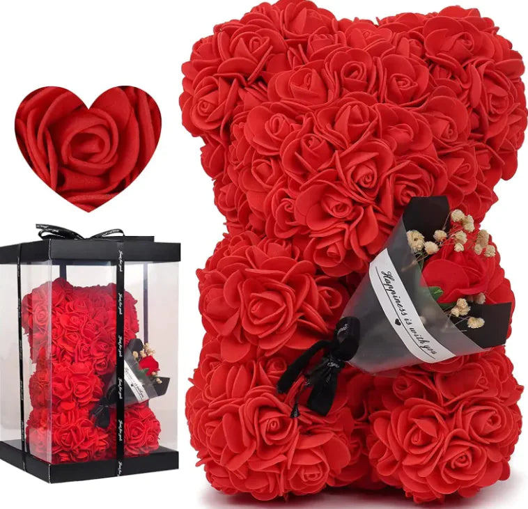 Eternal Rose Flower Bear - Gift Surprise